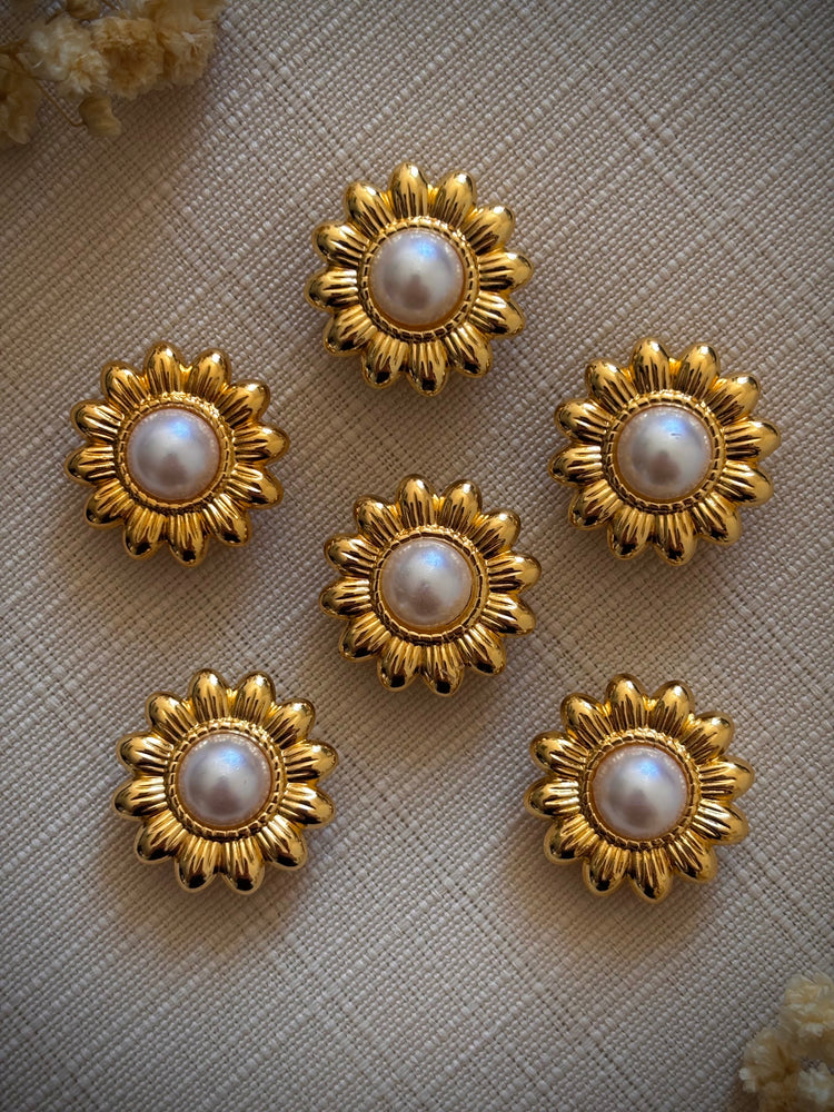 bijoux-de-bouton-tournesol-perle-set-6-vue-de-face