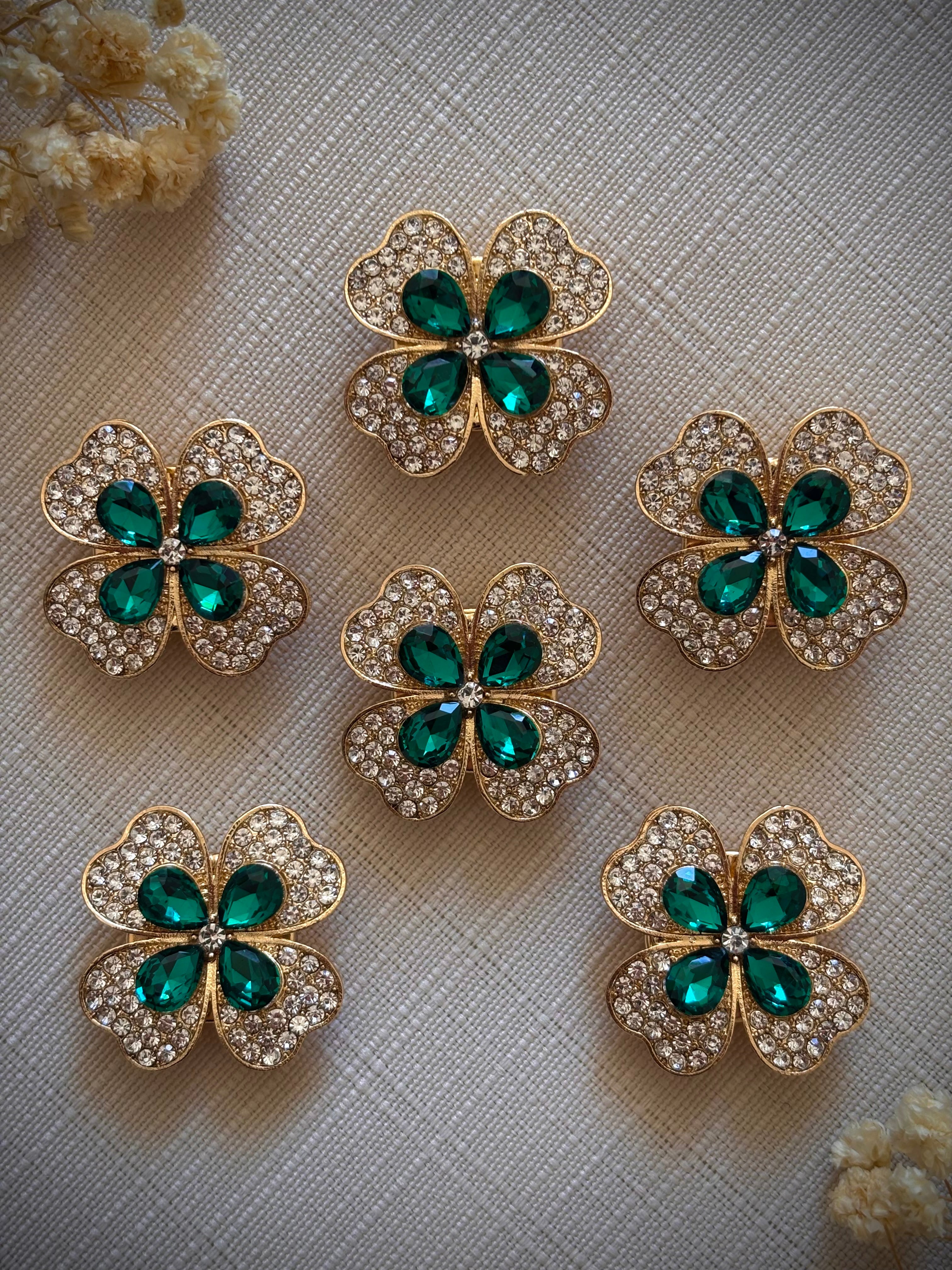 bijoux-de-bouton-trefle-elegance-set-6-vert